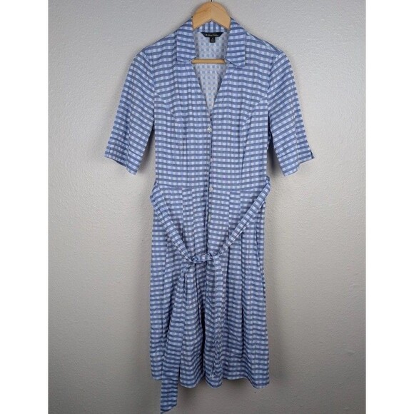 Brooks Brothers Dresses & Skirts - Brooks Brothers Dress Womens 8 Blue White Gingham Shirtdress Belted Mb